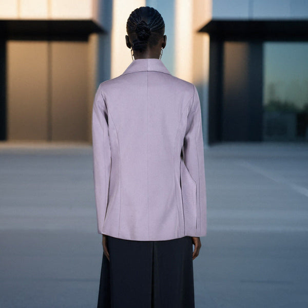 Irregular waist cinching purple suit tie with waist cinching and splicing design casual jacket