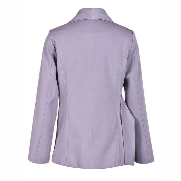 Irregular waist cinching purple suit tie with waist cinching and splicing design casual jacket