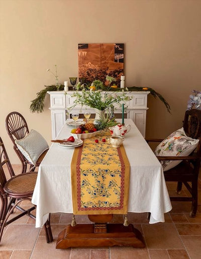 Italian Floral Decorative Table Runner for Elegant Table Setting