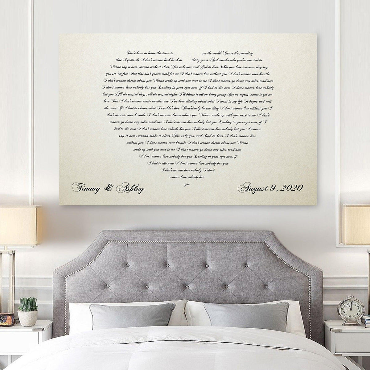 Ivory Heart Words Canvas - 14 Anniversary Gift