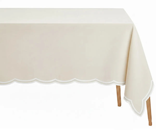 Ivory Tablecloth Rectangle - Scallop Edge Tablecloth