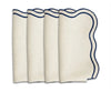 Ivory Napkins with Navy Scallop Edge