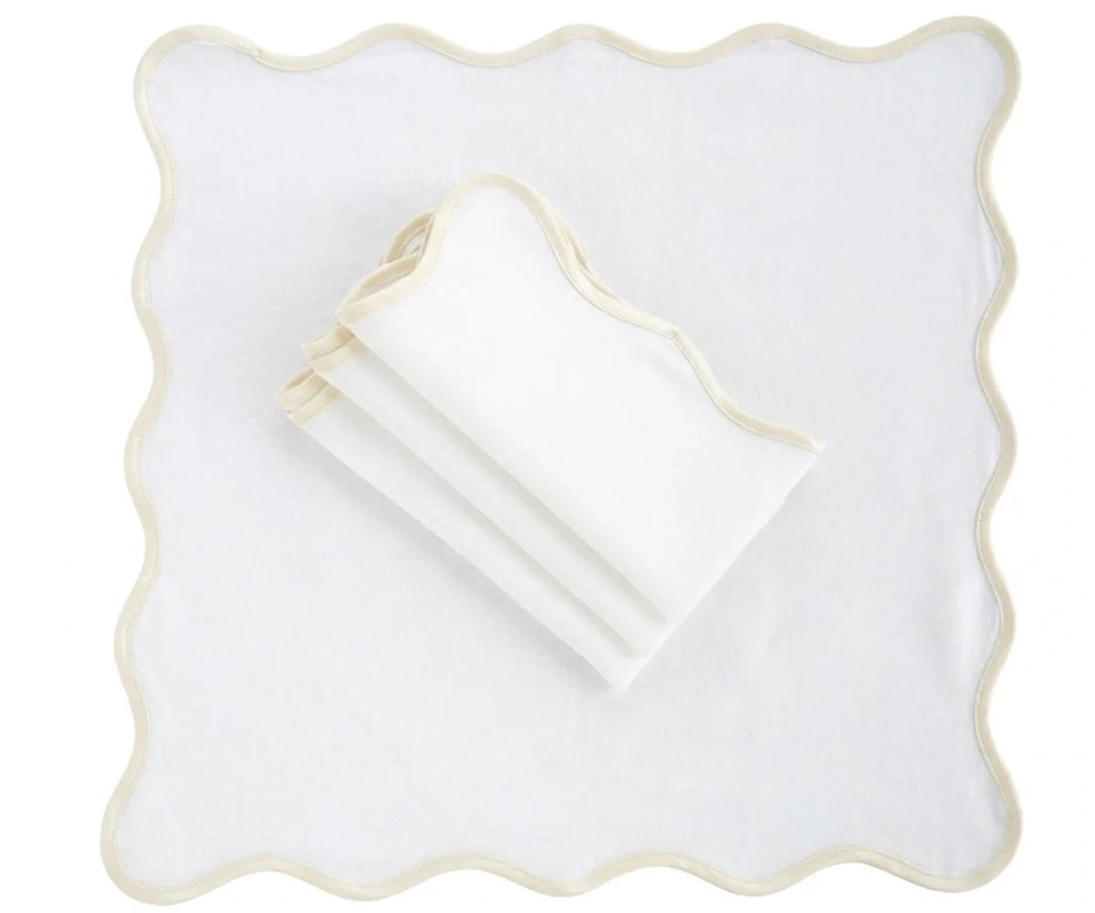 Ivory Napkins - Scalloped Edge