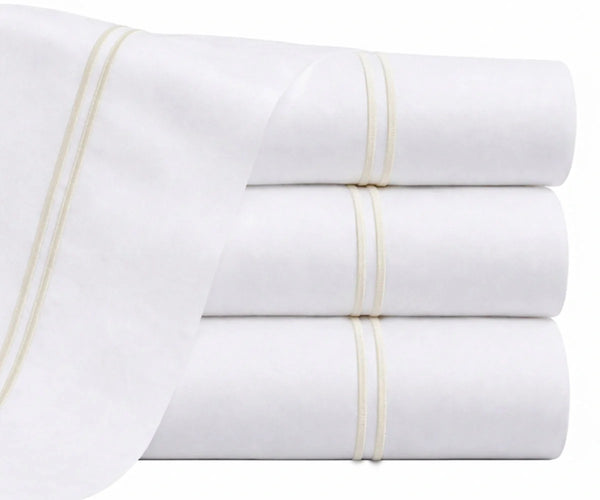 Cotton Flat Sheet - Line Embroidery