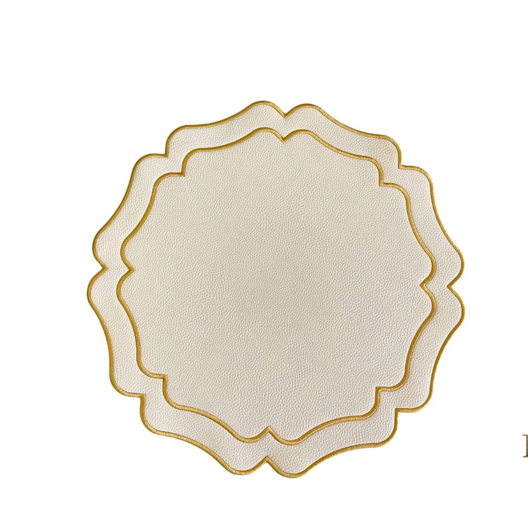 SPRING TABLE DECOR – VISTA IVORY WAVY FAUX LEATHER PLACEMAT