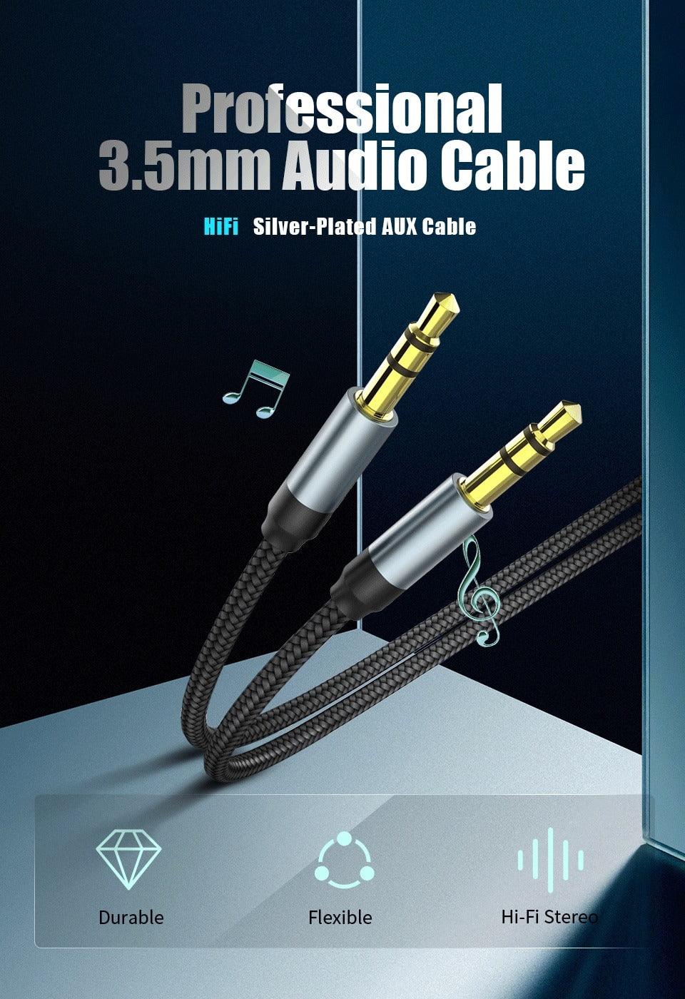 Jack Audio Cable Jack Male To Male Audio Aux Cable For Car Headphone Hi-Fi Stereo Jack Shielded AUX Cord Compatible With Phones Tablets Speaker Wire Line Aux Cord Speaker 3.5mm