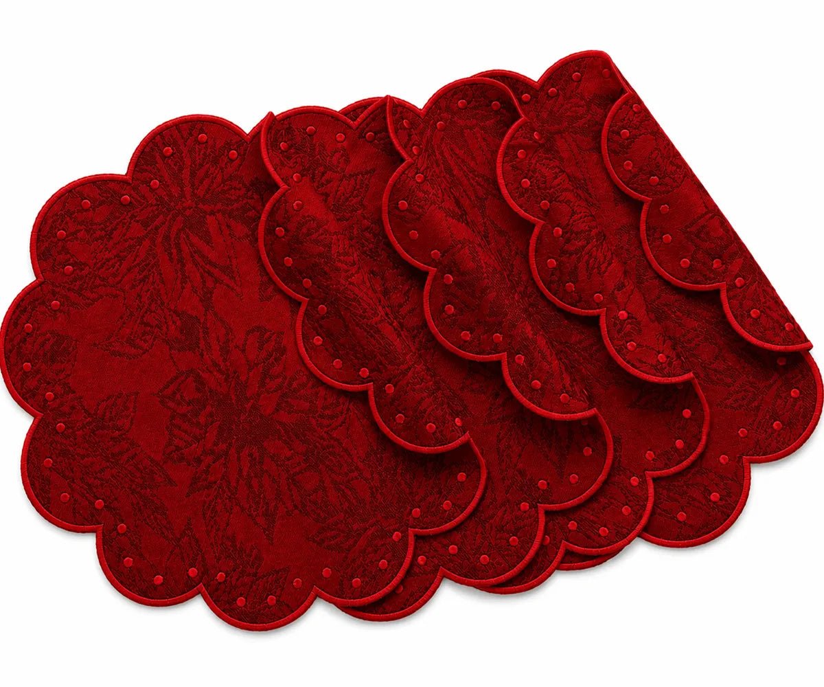 Red Scallop Placemat - Damask