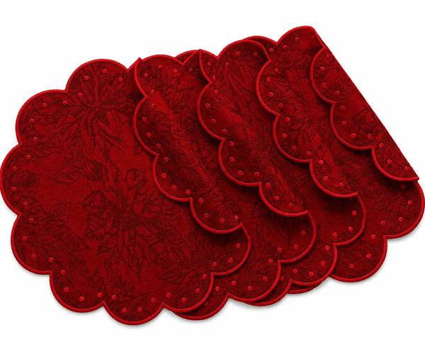 Red Scallop Placemat - Damask