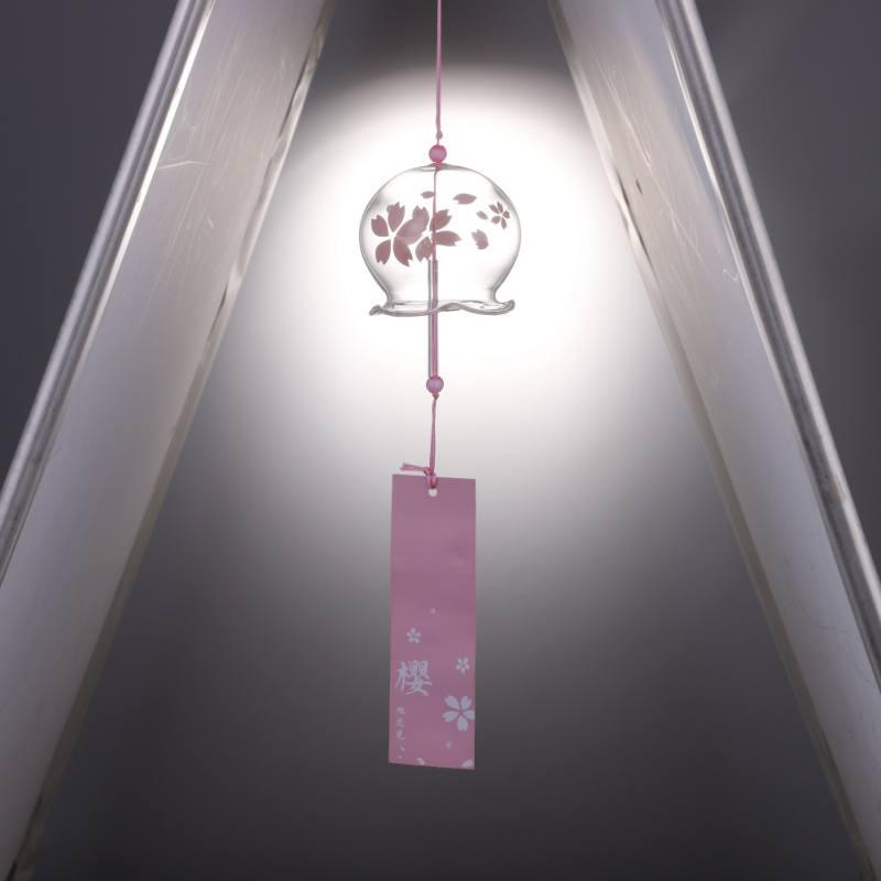 Japan Style Hand-paint Sakura Glass Wind Chimes Creative Gifts Painted Window & Door Hanging Bells Decorations Hanging Wind Chime Pendant Label Chimes Wind Bells Gift For Mom Home
