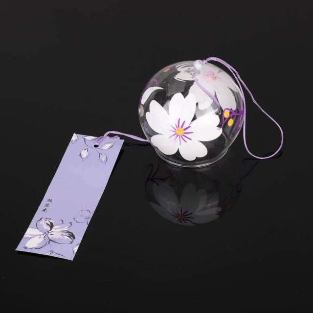 Japan Style Hand-paint Sakura Glass Wind Chimes Creative Gifts Painted Window & Door Hanging Bells Decorations Hanging Wind Chime Pendant Label Chimes Wind Bells Gift For Mom Home