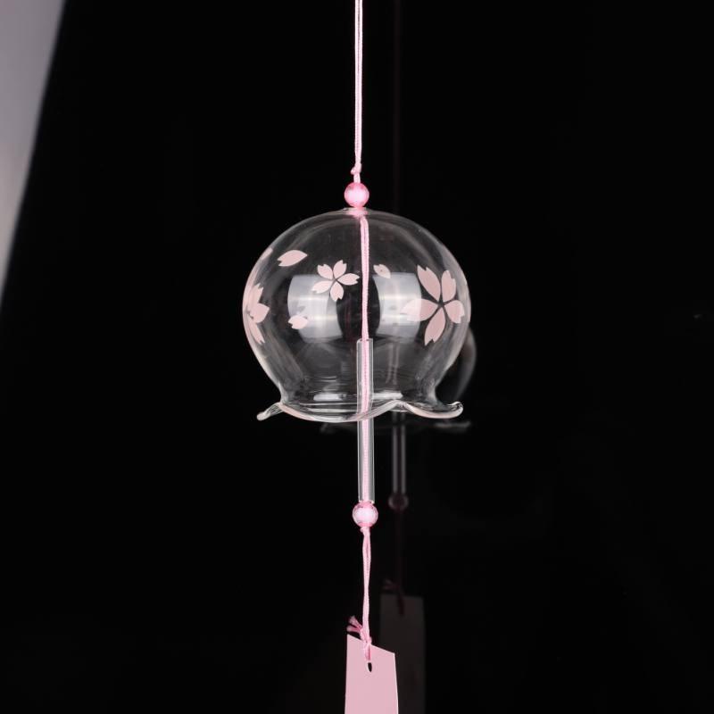Japan Style Hand-paint Sakura Glass Wind Chimes Creative Gifts Painted Window & Door Hanging Bells Decorations Hanging Wind Chime Pendant Label Chimes Wind Bells Gift For Mom Home