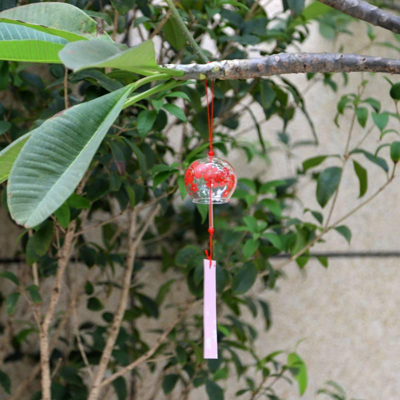 Japan Style Hand-paint Sakura Glass Wind Chimes Creative Gifts Painted Window & Door Hanging Bells Decorations Hanging Wind Chime Pendant Label Chimes Wind Bells Gift For Mom Home