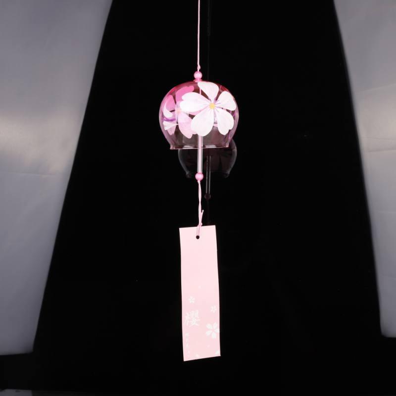 Japan Style Hand-paint Sakura Glass Wind Chimes Creative Gifts Painted Window & Door Hanging Bells Decorations Hanging Wind Chime Pendant Label Chimes Wind Bells Gift For Mom Home
