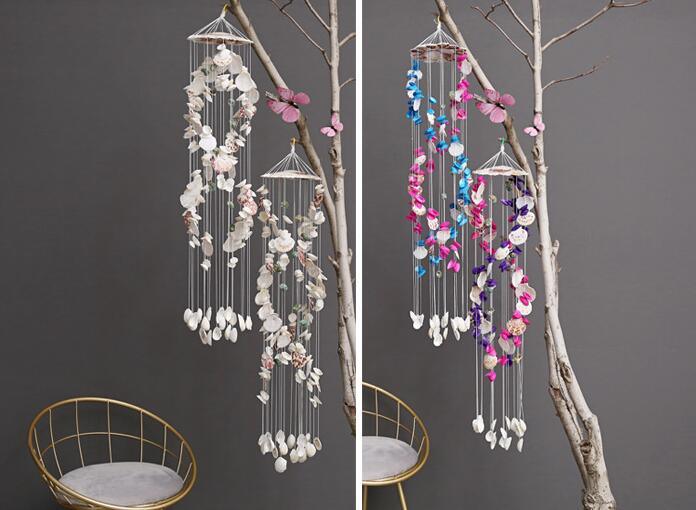 Japanese Wind Chimes Bells Hanging Ornaments Mobile Portable Waterproof Outdoor Wind-chime Mediterranean Style Home Garden Yard Decoration Natural Shell Wind Chimes Birthday Gifts
