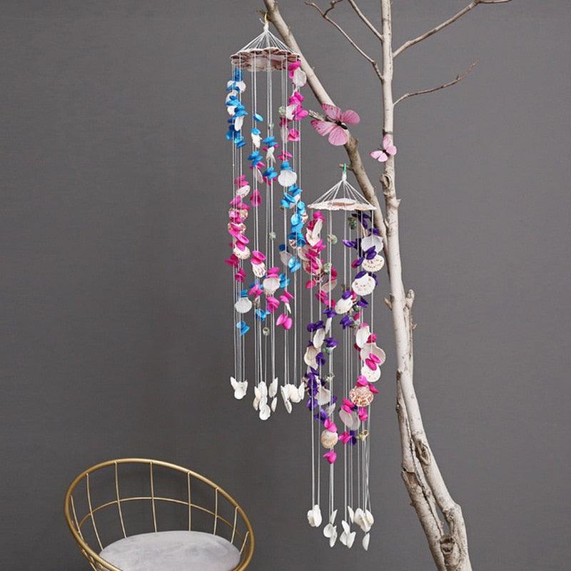 Japanese Wind Chimes Bells Hanging Ornaments Mobile Portable Waterproof Outdoor Wind-chime Mediterranean Style Home Garden Yard Decoration Natural Shell Wind Chimes Birthday Gifts