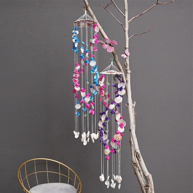 Japanese Wind Chimes Bells Hanging Ornaments Mobile Portable Waterproof Outdoor Wind-chime Mediterranean Style Home Garden Yard Decoration Natural Shell Wind Chimes Birthday Gifts