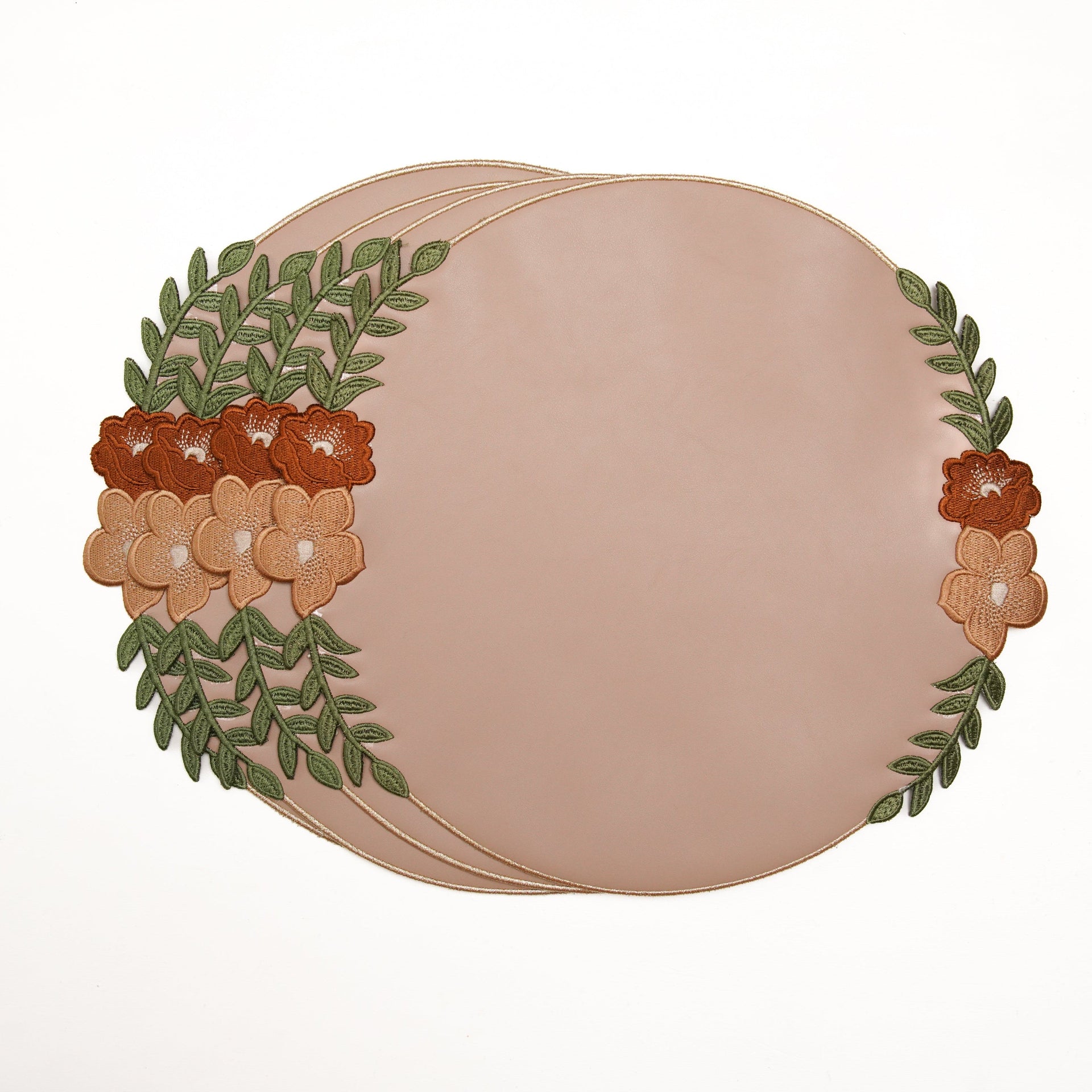 SPRING TABLE DECOR – JASMINE BEIGE ROUND FAUX LEATHER PLACEMAT