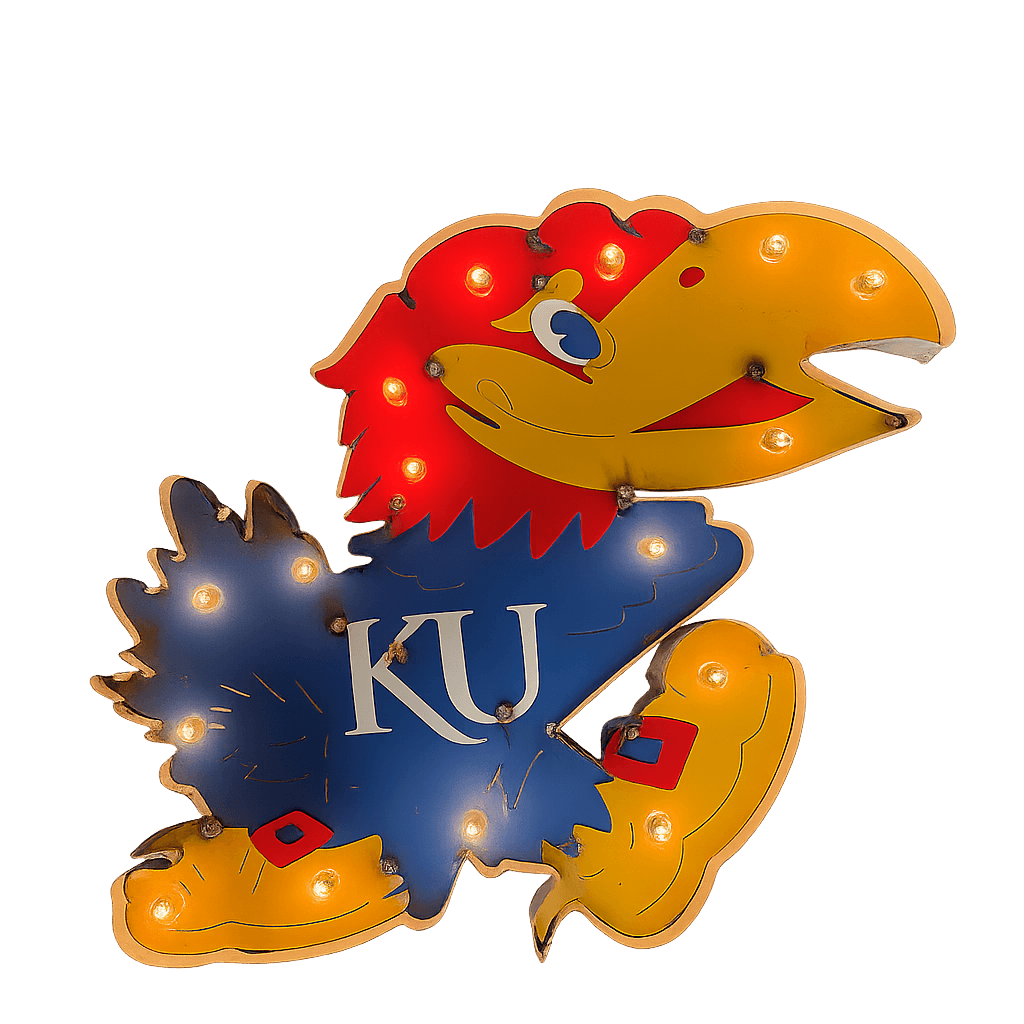 Kansas Jayhawks Jayhawk Logo Illuminated Recycled Metal Wall Decor