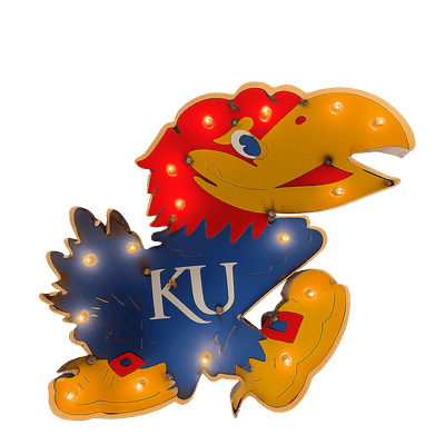 Kansas Jayhawks Jayhawk Logo Illuminated Recycled Metal Wall Decor