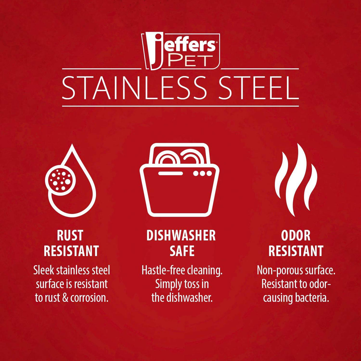 Jeffers No-Skid/No-Tip Stainless Steel Pet Bowls