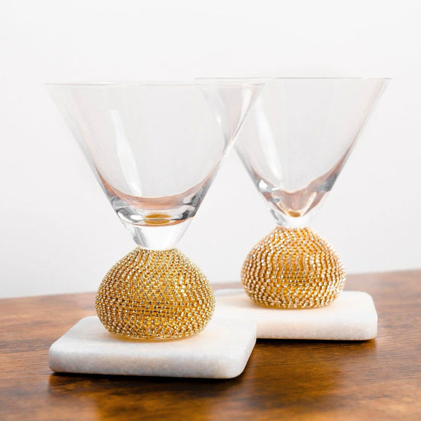 Bling Martini Glasses Jersey Art Glass