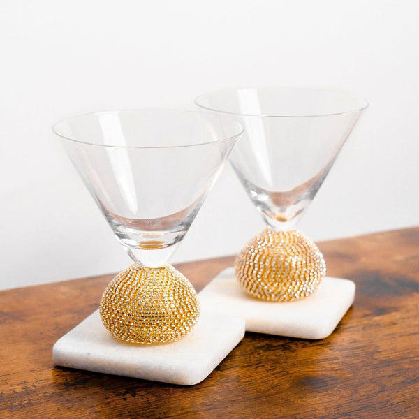 Bling Martini Glasses Jersey Art Glass