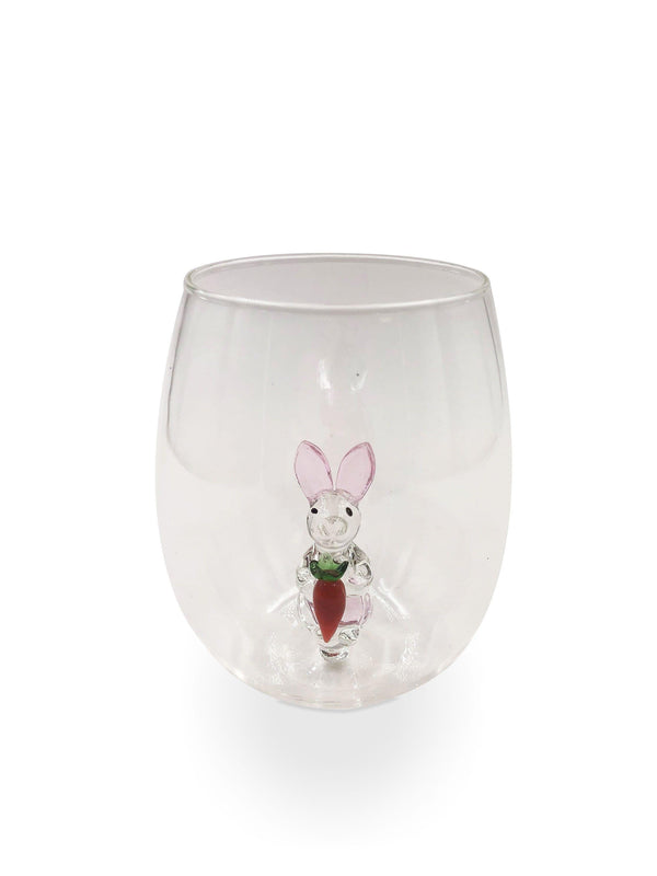 3D Easter Bunny Stemless Wine Glasses Jersey Art Glass