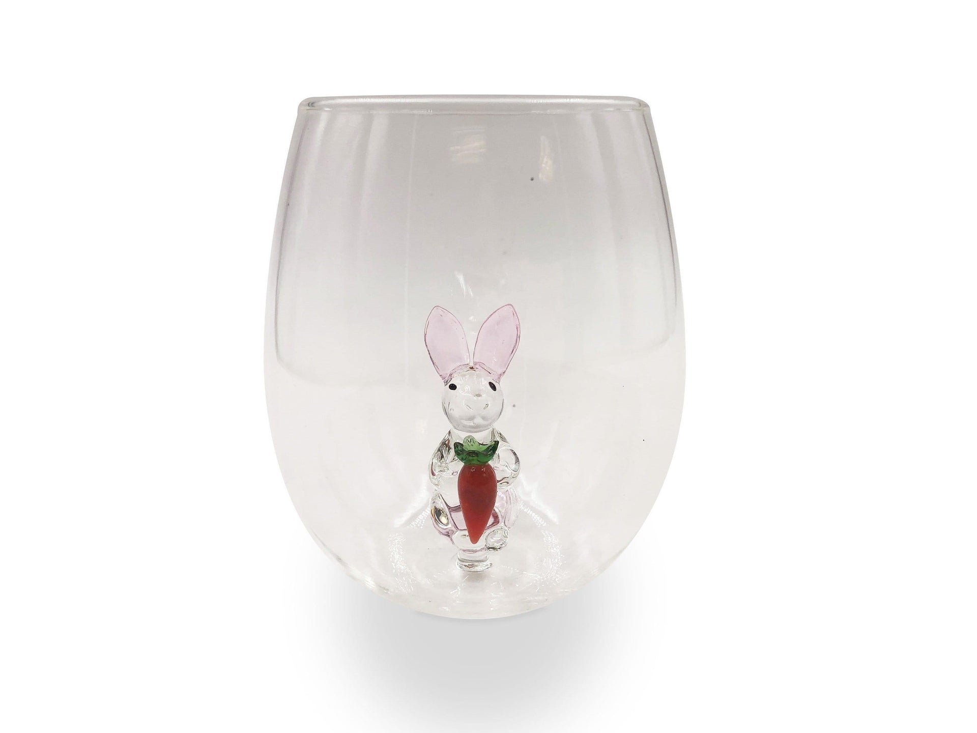 3D Easter Bunny Stemless Wine Glasses Jersey Art Glass