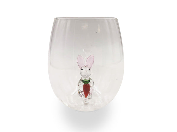 3D Easter Bunny Stemless Wine Glasses Jersey Art Glass
