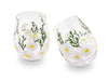 Daisy Painted Stemless Wine Glasses