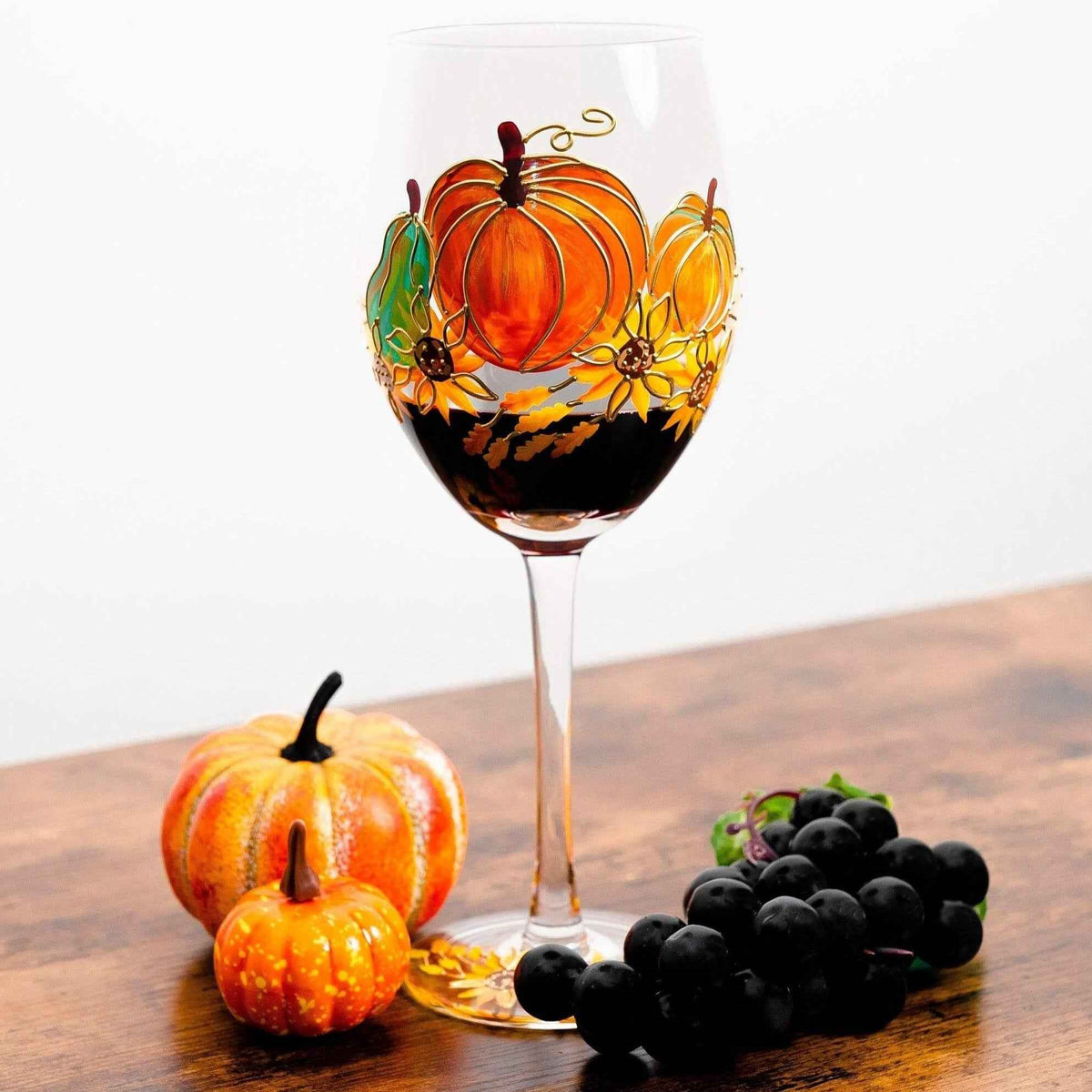 Painted Pumpkin Wine Glasses