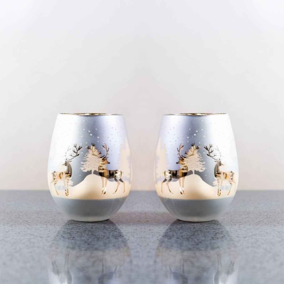 Gold & Silver Deer Stemless Wine Glasses