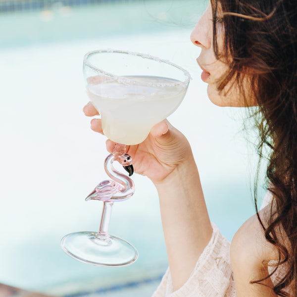 3D Flamingo Margarita Jersey Art Glass