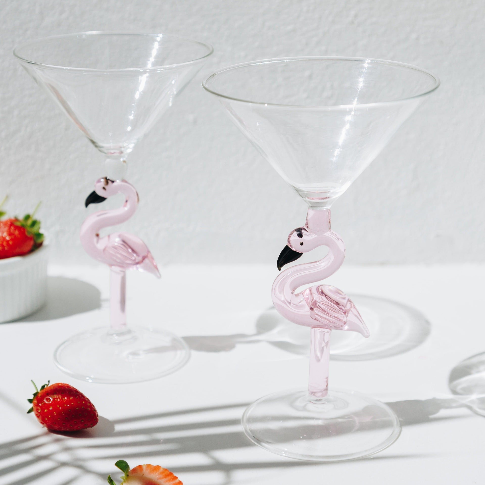 3D Flamingo Martini Glass Jersey Art Glass