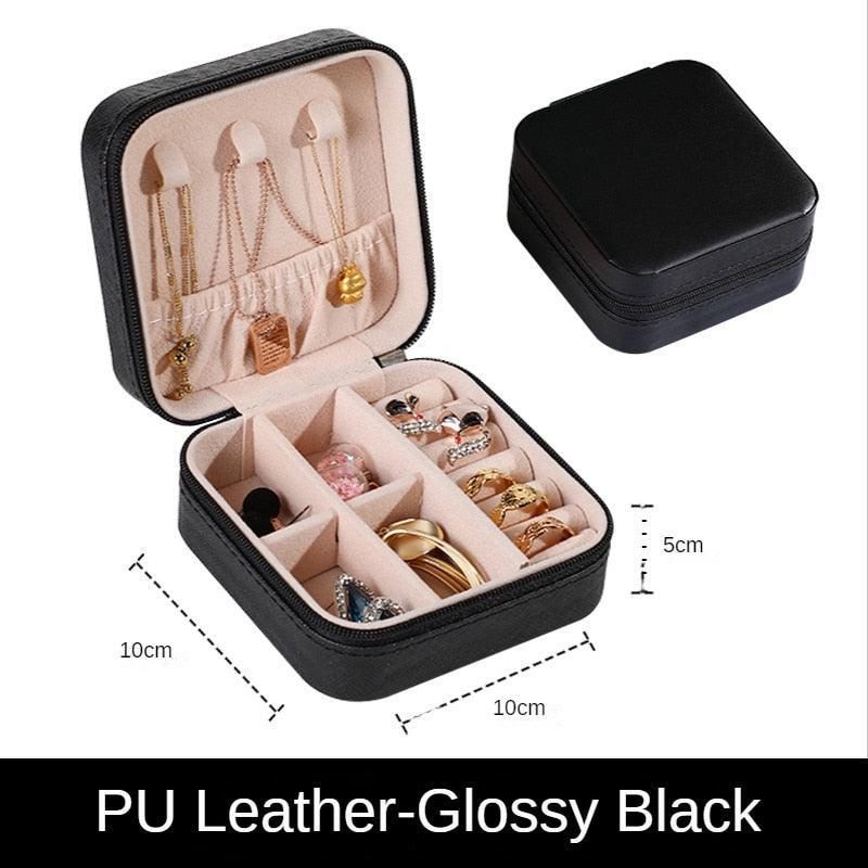 Jewelry Organizer Display Travel PU Leather Jewelry Case Boxes Travel Portable Jewelry Box Storage Organizer Earring Holder Gift Jewellery Box Organizer Small Portable PU Leather Travel Jewelry Storage Case for Rings Earrings Necklace