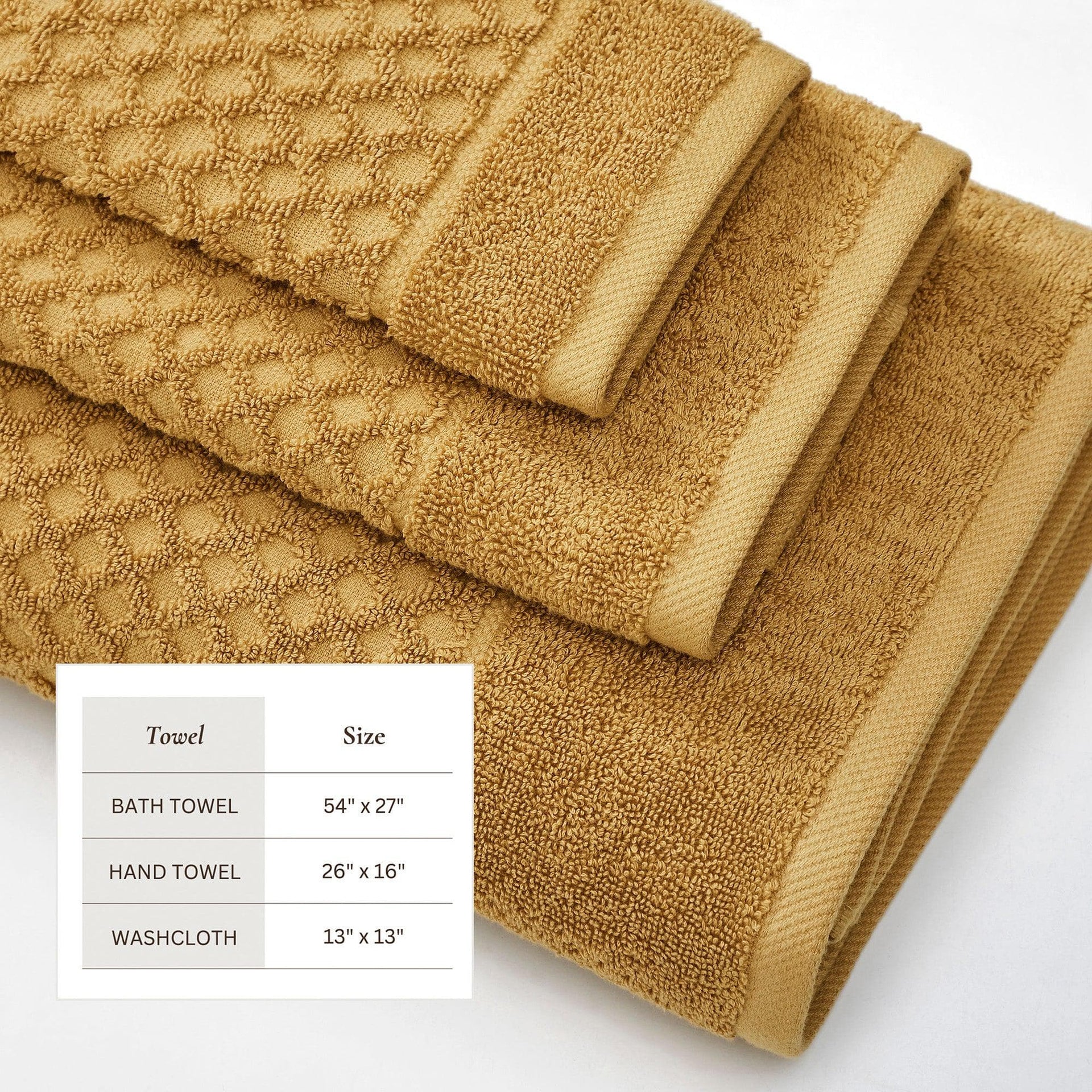 Cotton Diamond Waffle Weave Bath Towel Set - Grayson Collection