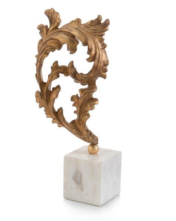 John-Richard Medium Gold Baroque Leaf On Marble - Final Sale