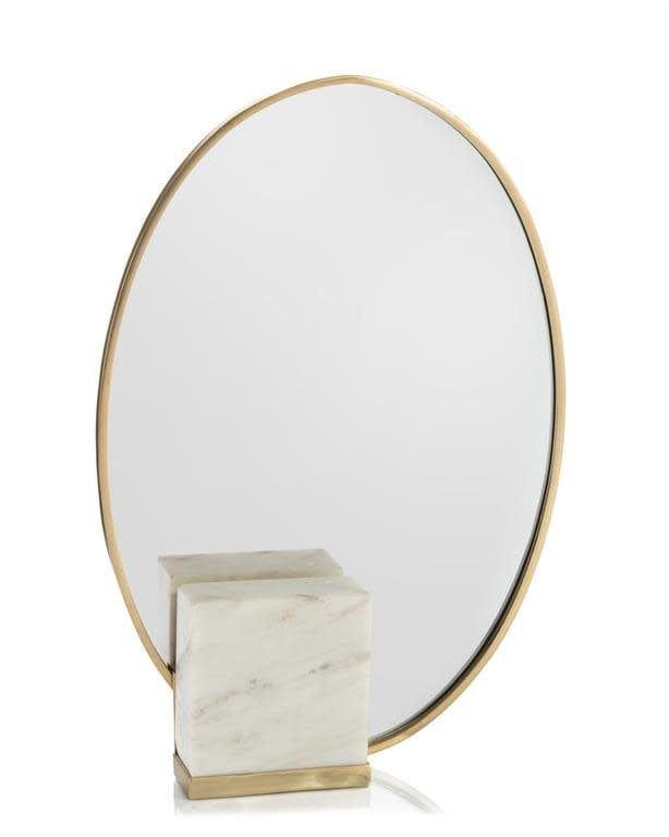 John-Richard Oval Mirror in Brass and Marble