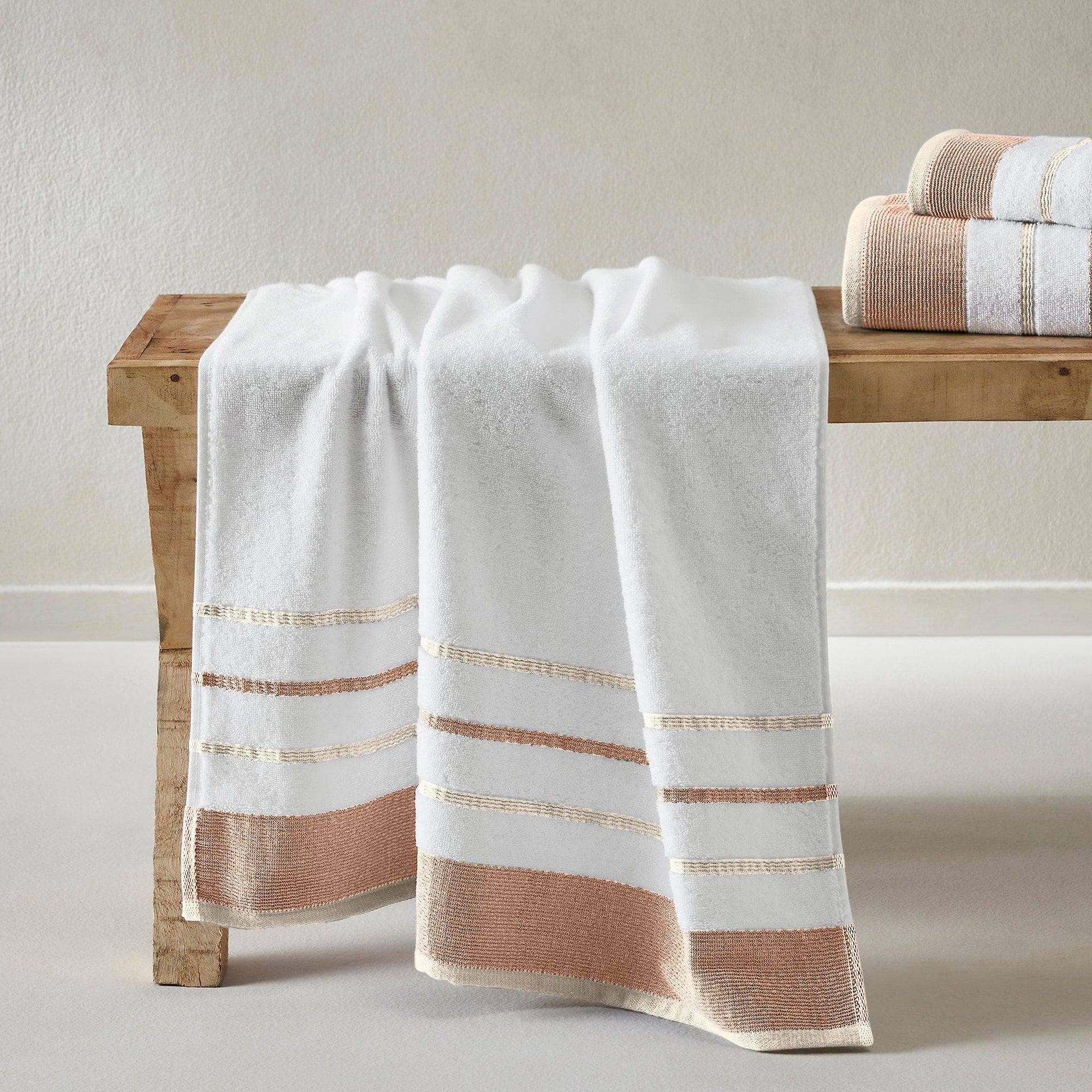 Decorative Cotton Stripe Bath Towel Set - Noelle Collection