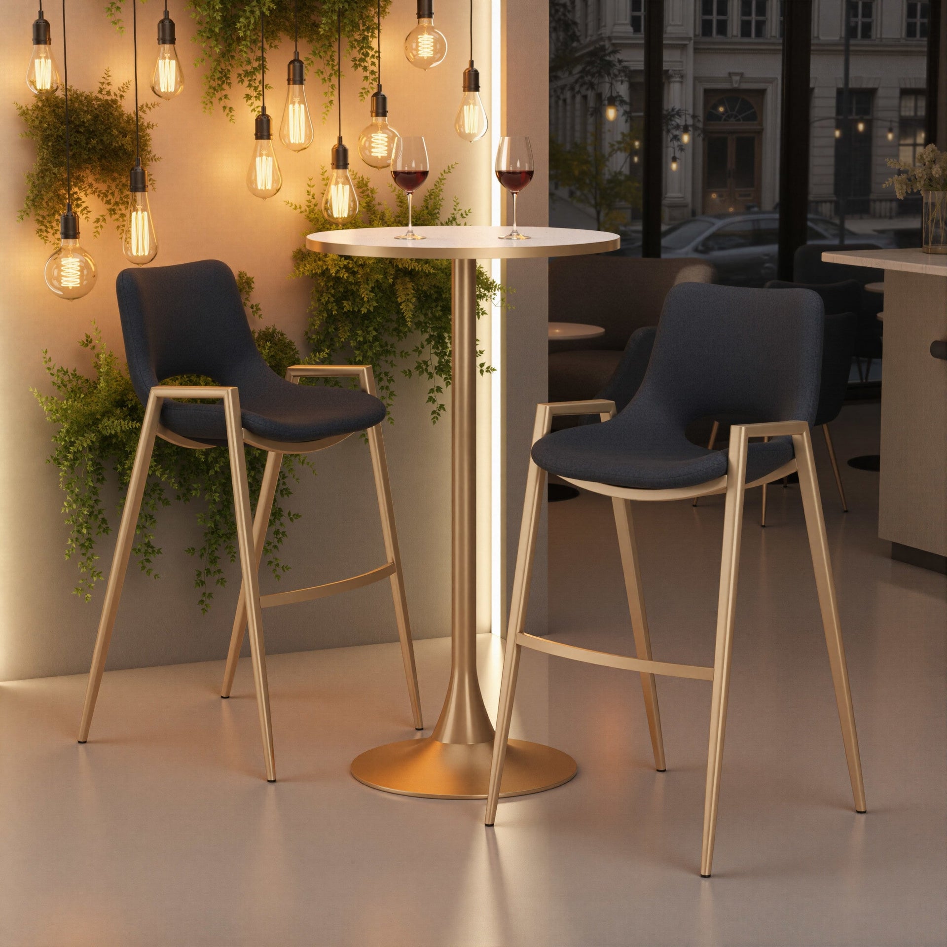 Desi Barstool (Set of 2) Black & Gold