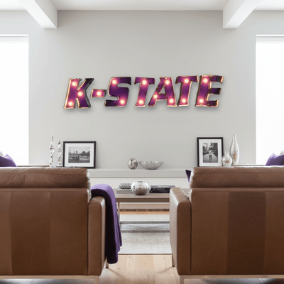 Kansas State Lighted Recycled Metal Wall Decor