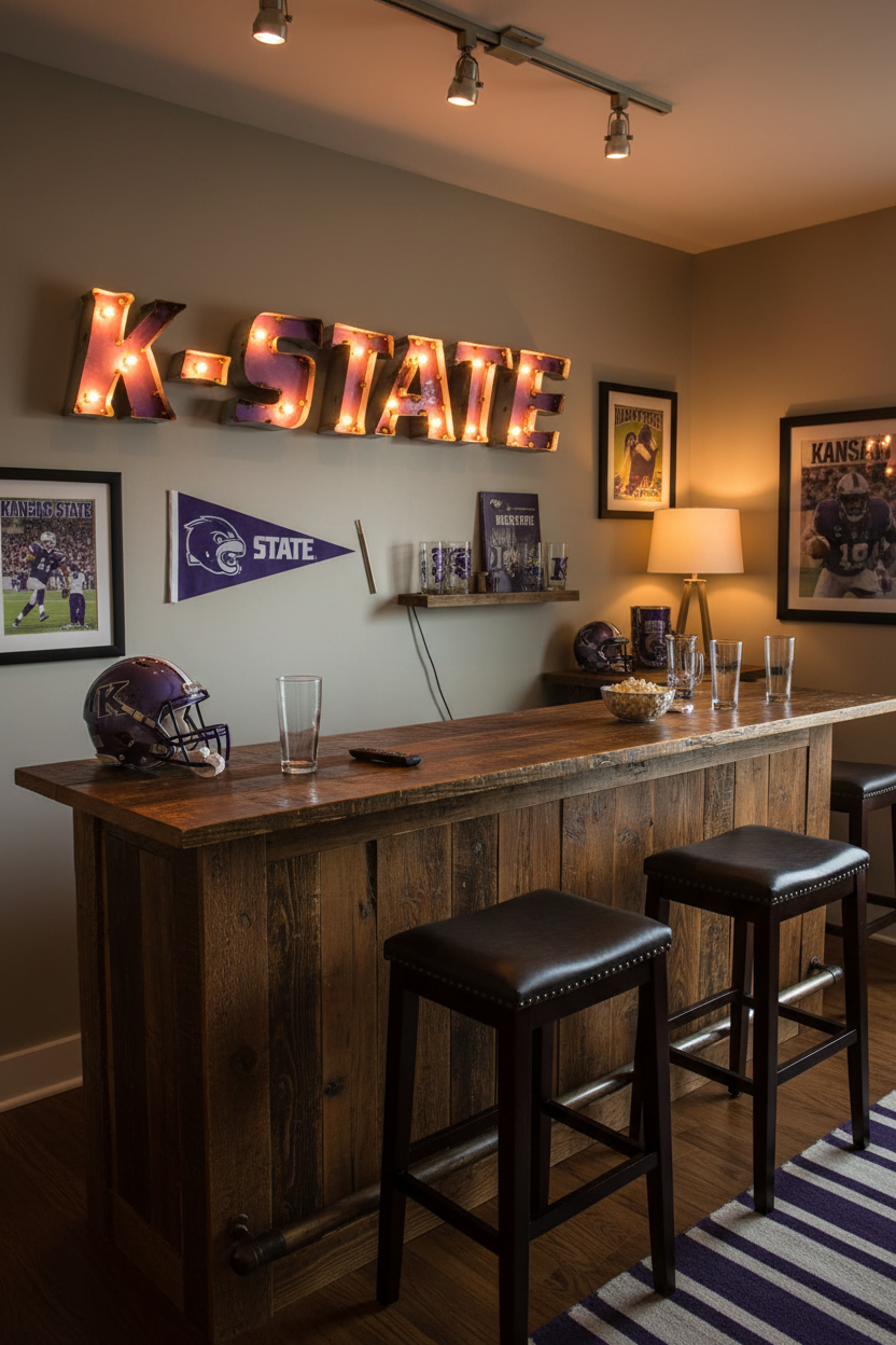 Kansas State Lighted Recycled Metal Wall Decor