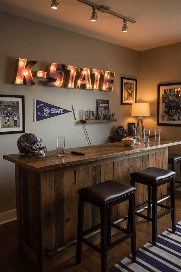 Kansas State Lighted Recycled Metal Wall Decor