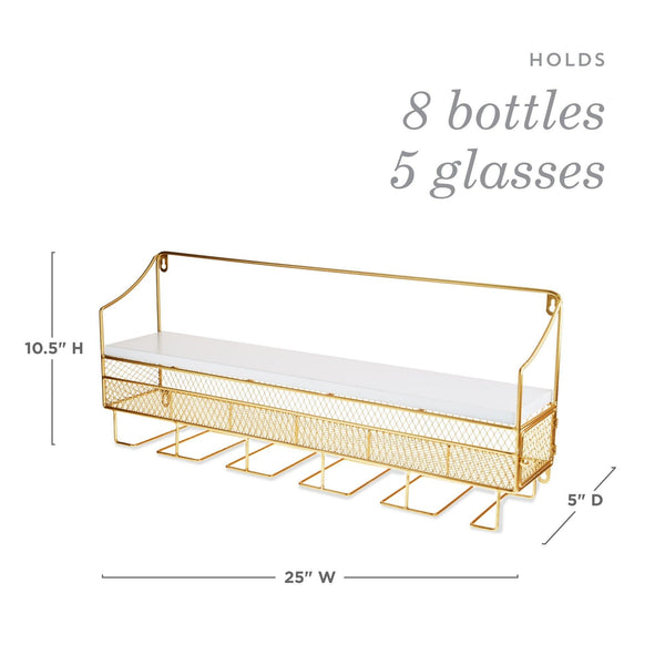 Wall Mounted Wine Rack & Cork Storage in Gold