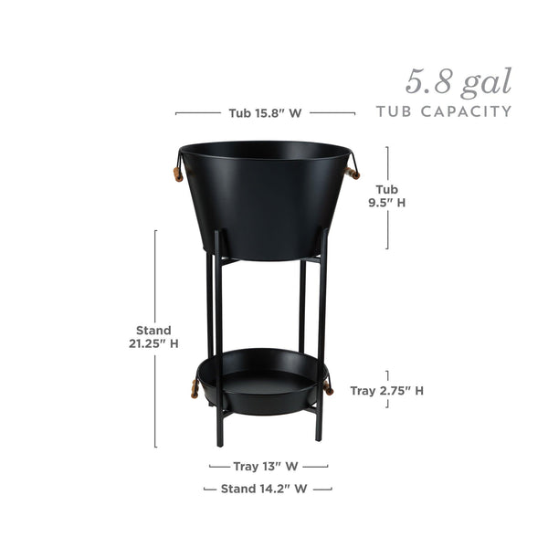 Black Beverage Tub with Stand & Tray