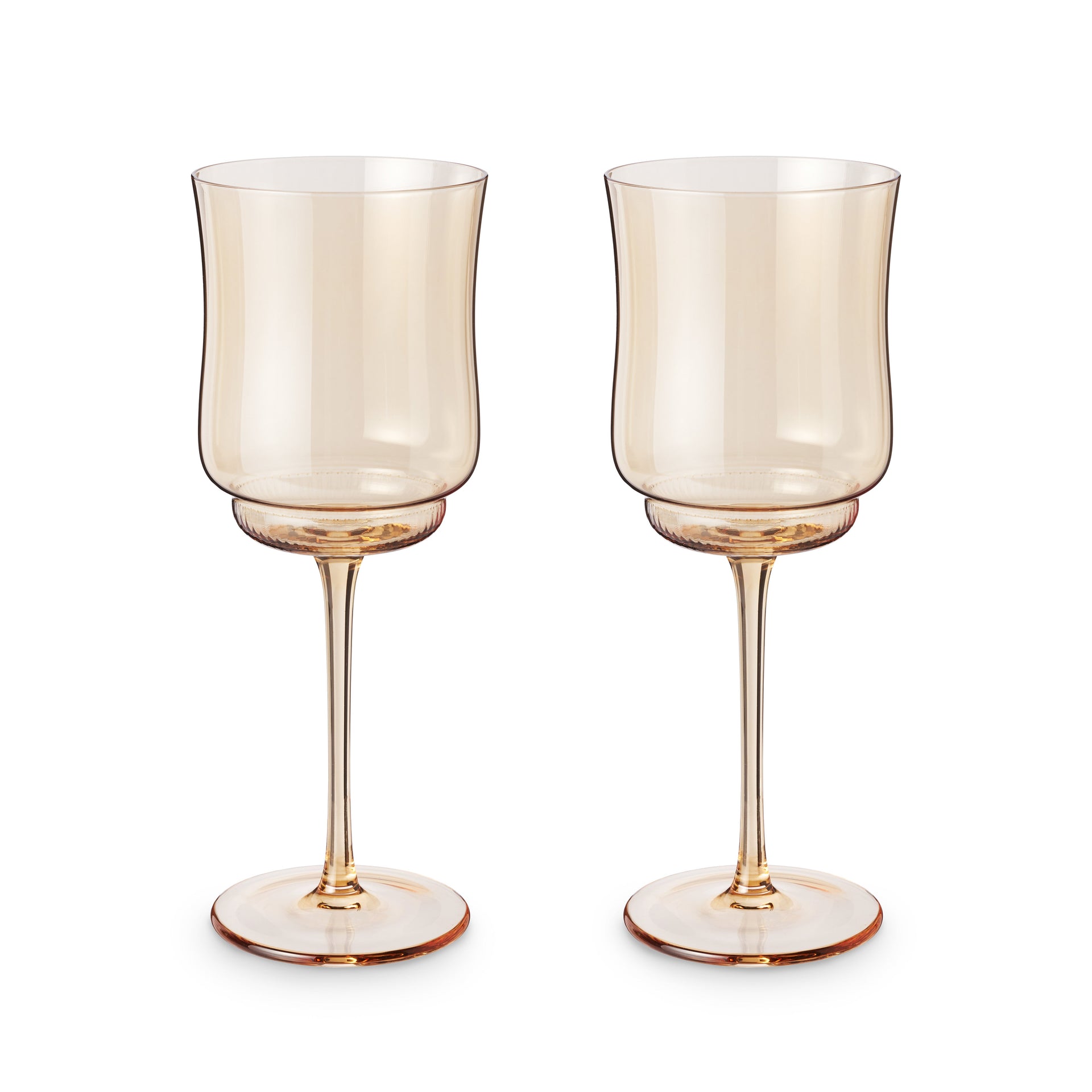 Tulip Stemmed Wine Glasses in Amber