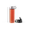 22 Oz Double-walled Insulated Stainless Steel Water Bottle with 2 Lids and Straw-Orange - Orange
