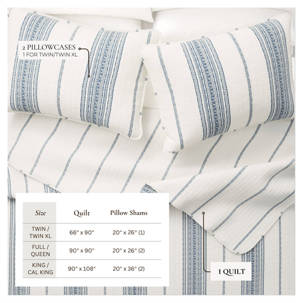 3-Piece Stripe Quilt - Wesley Collection