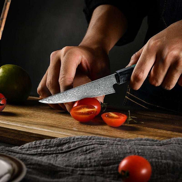 Kerie VG10 Chef Knife Damascus Petty Knife with Carbon Fiber & Aluminum Composite - Gifts for You 'n Me