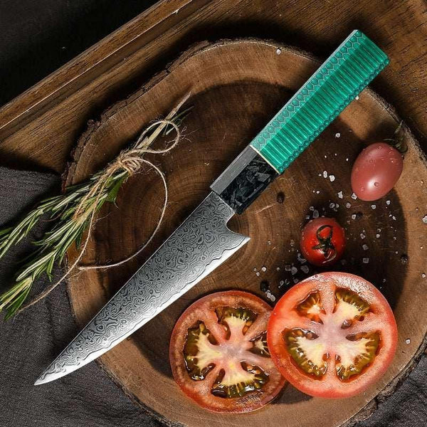 Kerie VG10 Chef Knife Damascus Petty Knife with Carbon Fiber & Aluminum Composite - Gifts for You 'n Me